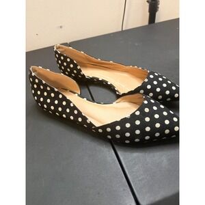 Womens Black White Polka Dot D'Orsay Pointed Toe Flats Shoes Size 8 20634